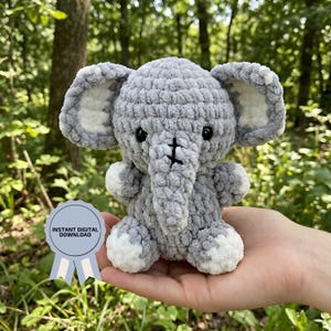 Virkmönster för knubbig elefant i PDF-format - Söt Amigurumi-plysch - Enkel handledning för knubbig elefant - Nybörjarvänlig