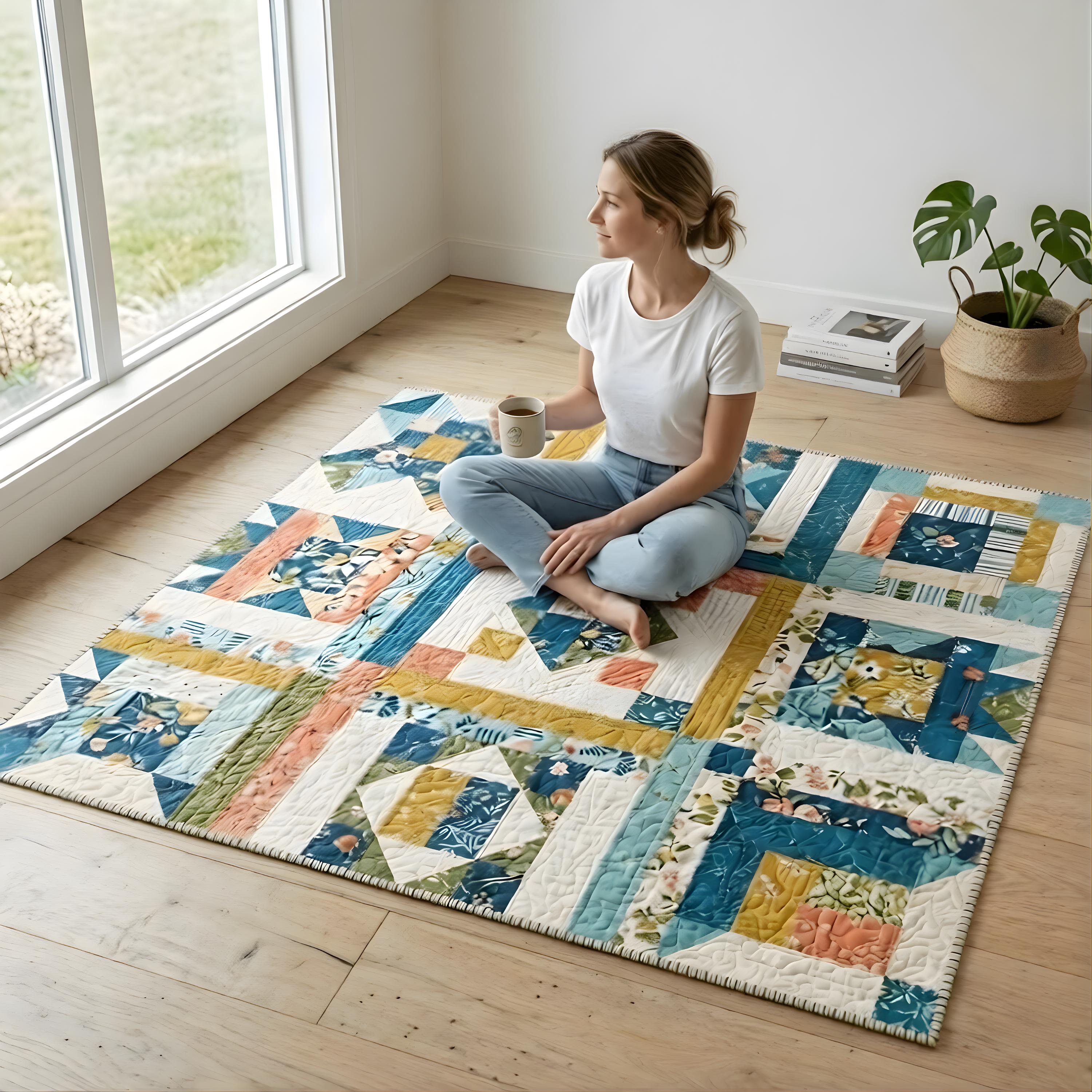Floral Star Quilt Pattern: Modern Winter Throw Design (PDF Download ...
