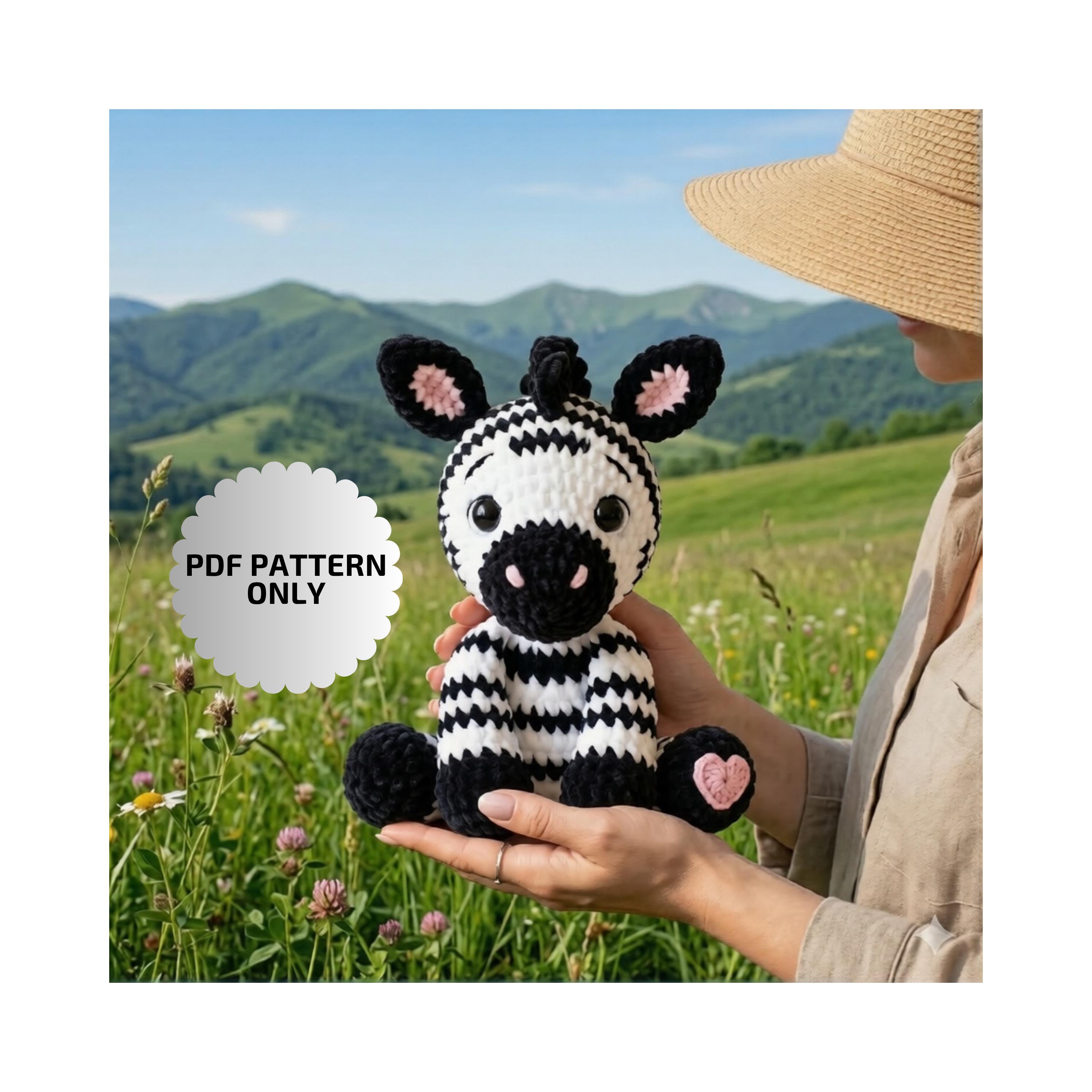 30 Zebra Crochet Patterns for Amigurumi, Blankets, Nursery Decor, and Handmade Gifts 11 Sitting Zebra Crochet Pattern PDF