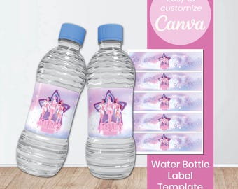 Editable K-Pop Damon Hunters Water Bottle Label | Printable Party Wrapper | Canva Template | Instant Download