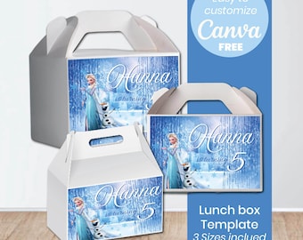 Ice Princess Lunch Box Label | Editable Birthday Party Template (Digital Download)
