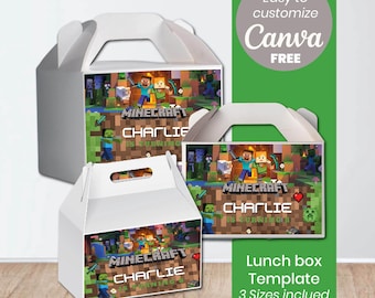 Minecraft Lunch Box Label | Birthday Party Favor Template (Digital Download)