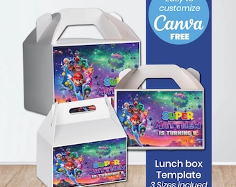 Super Mario Galaxy Lunch Box Template | Space Birthday Favor Box | Party Decor for Kids | Treat Box | Editable Canva | Instant Download