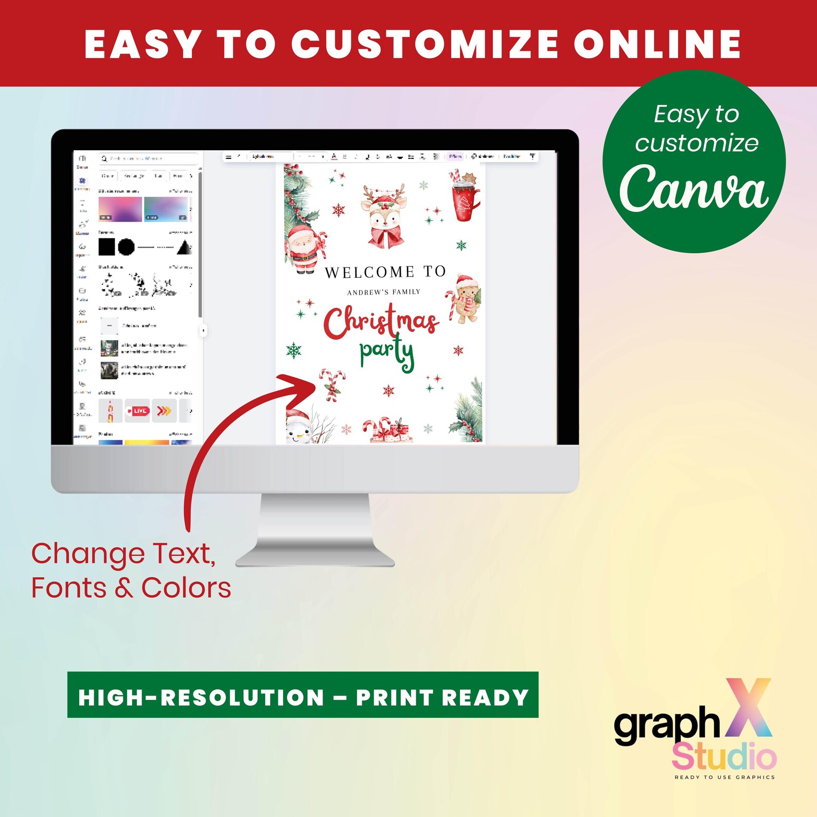 Welcome to Our Christmas Party Sign | Printable Welcome Sign | Santa ...