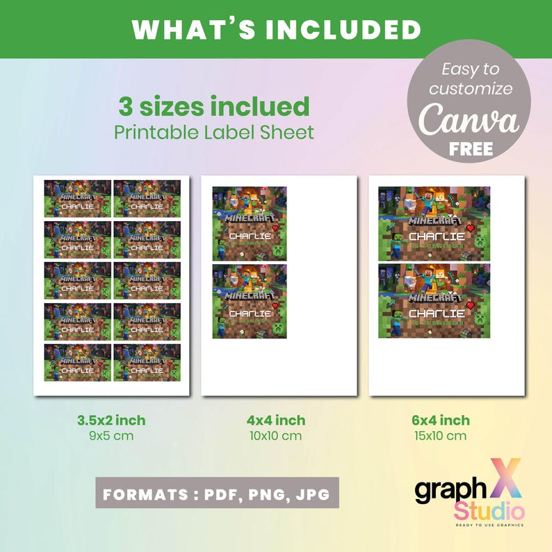 Minecraft Lunch Box Label | Birthday Party Favor Template (digital ...