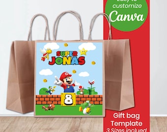 Super Mario Gift Bag Labels | Party Favor Tags | Printable Thank You Tags | Kids Birthday Party