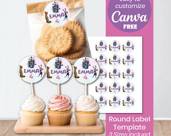 Zootopia Birthday Labels | Round Favor Stickers, Editable Canva Template (Digital Download)