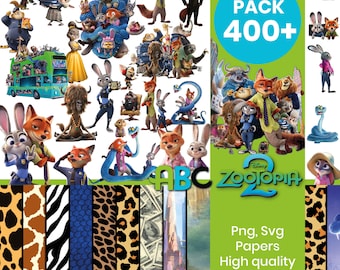 Zootopia Clipart Bundle | Disney Zootopia PNG JPG | Judy Hopps Nick Wilde Clipart | Kids Birthday Party Decor | 400+ Elements