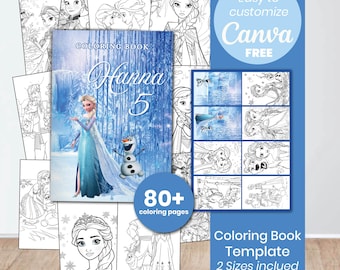 Frozen Coloring Book | 20 Printable Pages | Ice Princess Activities | Kids Birthday Favor | Digital Download
