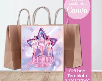 Editable K-Pop Damon Hunters Gift Bag Label | Printable Favor Tag | Canva Template | Instant Download
