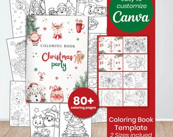 Christmas Coloring Book | 80 Holiday Coloring Pages | Kids Activity Pack | Santa Printable | Instant download