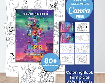 Super Mario Galaxy Coloring Book | Party Favors for Kids | Birthday Activity | Video Game Party Decor | Editable Canva | Instant Download