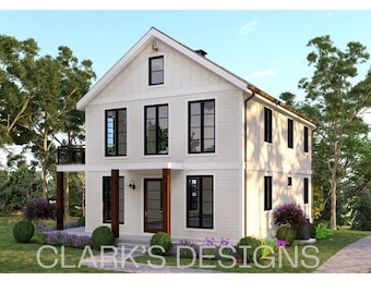 3D-Renderer & 2D-Hausplan - Moderner Bauernhaus-Plan (PDF)