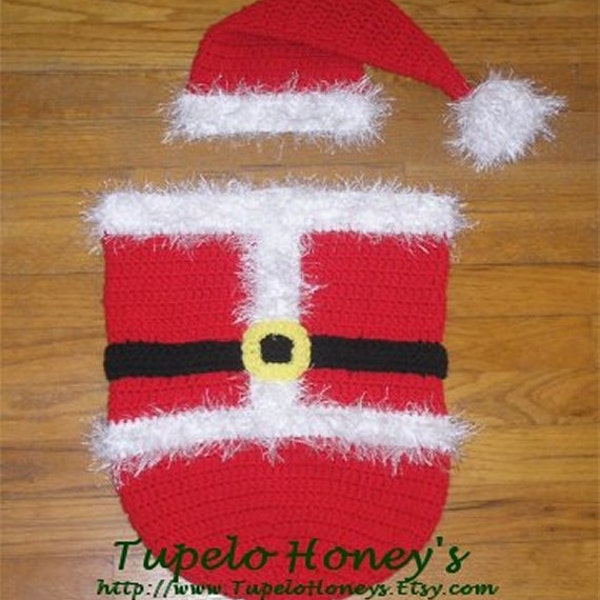 SALE: Instant Download - Crochet Santa Cocoon and Hat Set Pattern PDF - Christmas Crochet Pattern - Photography prop