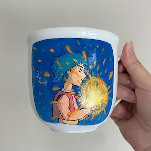 howl's moving castle hand-painted mug