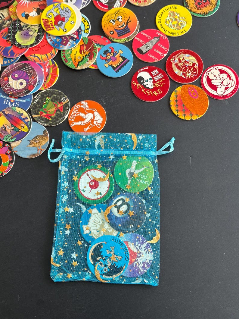 Text Pogs Vintage Game Pieces, Vintage Pogs, Retro Collectible Toy Bundle, You ...