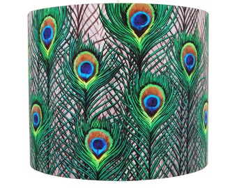 Peacock Feathers Lampshade - handmade silk shade - 3 Sizes Available