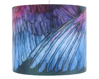 Wing Feathers Lampshade - handmade silk shade - 3 Sizes Available