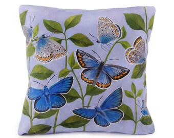 Butterflies Cushion - handmade digitally printed silk cushion