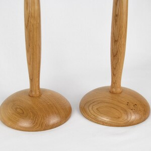 One-off Pair of Small Natural Oak Bedside Table Lamps handturned in England image 3