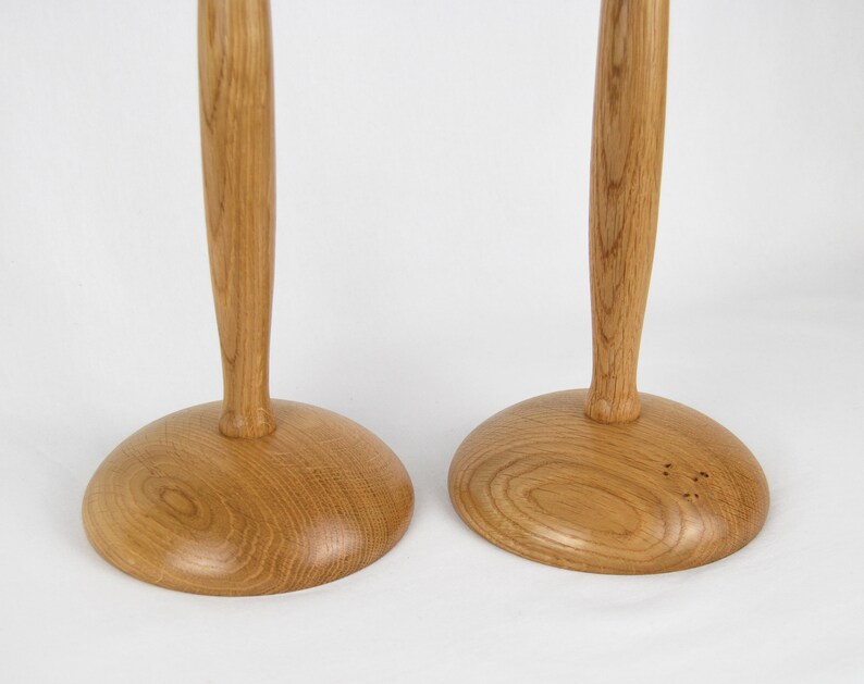 One-off Pair of Small Natural Oak Bedside Table Lamps handturned in England image 3