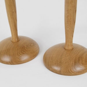 One-off Pair of Small Natural Oak Bedside Table Lamps handturned in England image 5