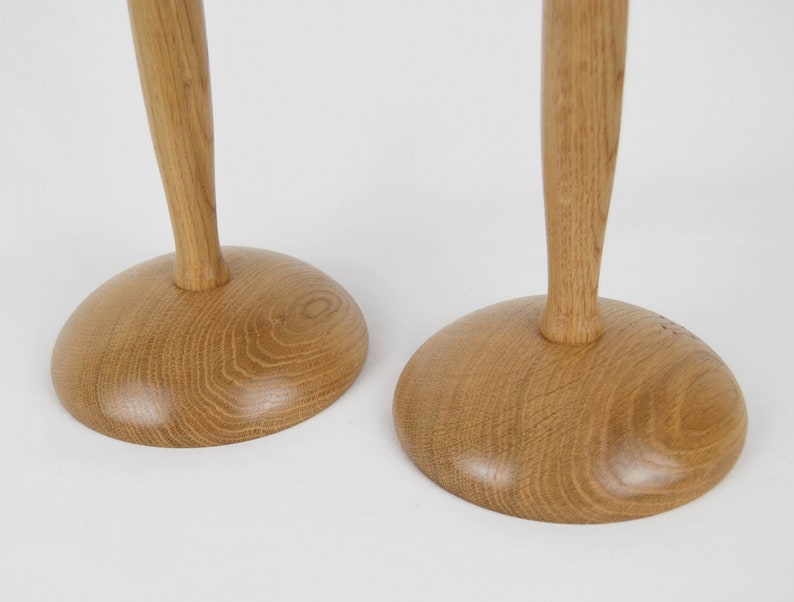 One-off Pair of Small Natural Oak Bedside Table Lamps handturned in England image 5