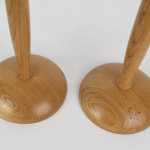 One-off Pair of Small Natural Oak Bedside Table Lamps handturned in England image 4