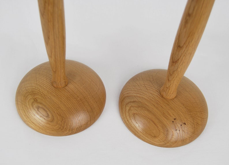 One-off Pair of Small Natural Oak Bedside Table Lamps handturned in England image 4