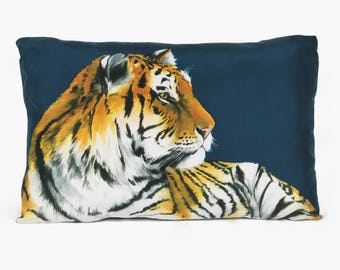 Tigers Cushion - handmade digitally printed silk cushion - 2 Sizes Available