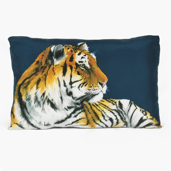 Tigers Cushion - handmade digitally printed silk cushion - 2 Sizes Available