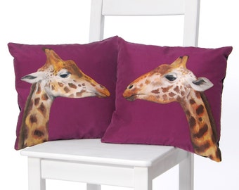 Giraffe Cushion - handmade silk cushion