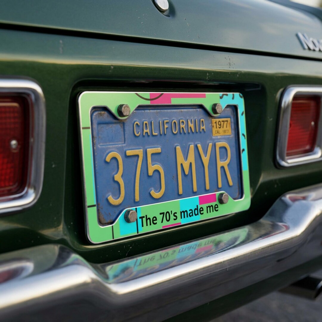 Personalized 70s Retro License Plate Frame - Custom Text - Metal Car ...