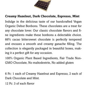 Organic Vegan Chocolate Bonbons, Debut Collection, by Creek House Chocolates image 5