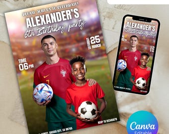 Cristiano Ronaldo Birthday Invitation | Made to order customizable Birthday card | CR7 Invite | Digital CR7 Ronaldo Party