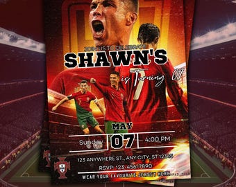 Ronaldo Birthday Invitation, CR7 invitation, Editable Ronaldo Invitation, Soccer Invitation, Canva Template, Instant Download, ANY AGE