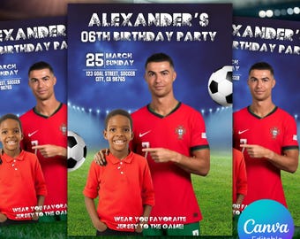 Ronaldo Birthday Invitation, CR7 invitation, Editable Ronaldo Invitation, Soccer Invitation, Canva Template, Instant Download, ANY AGE