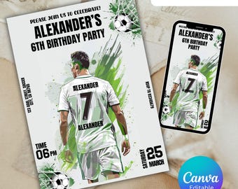 Cristiano Ronaldo Birthday Invitation | Made to order customizable Birthday card | CR7 Invite | Digital CR7 Ronaldo Party