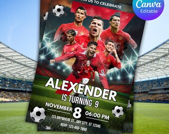 Ronaldo Birthday Invitation, CR7 invitation, Editable Ronaldo Invitation, Soccer Invitation, Canva Template, Instant Download, ANY AGE