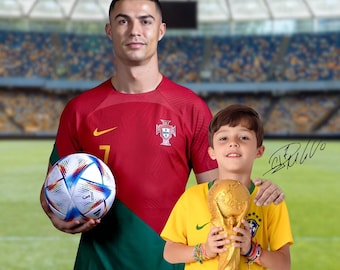 Personalized Cristiano Ronaldo Cr7 Soccer Portrait with Ronaldo signature ,Ronaldo Graduation Gift, Birthday Gift, Soccer Gift, Ronaldo Gift