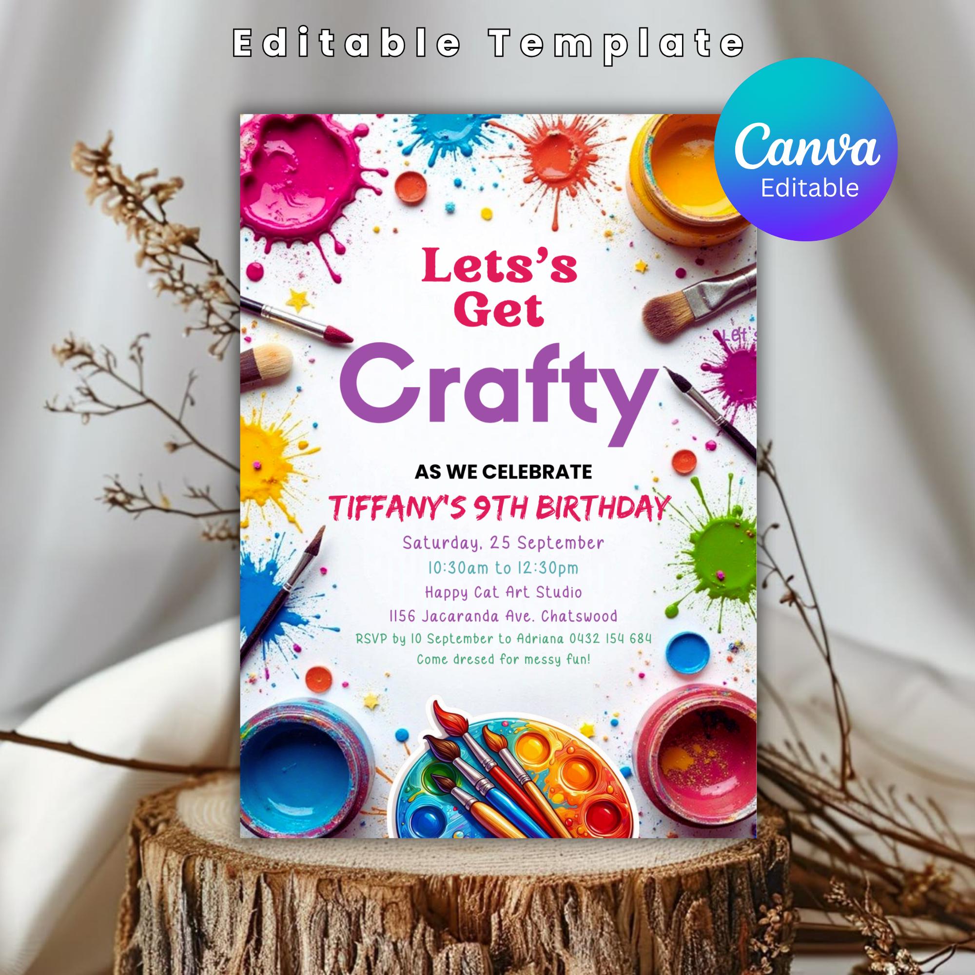 Editable Craft Birthday Party Invitation, Crafting Theme Birthday ...