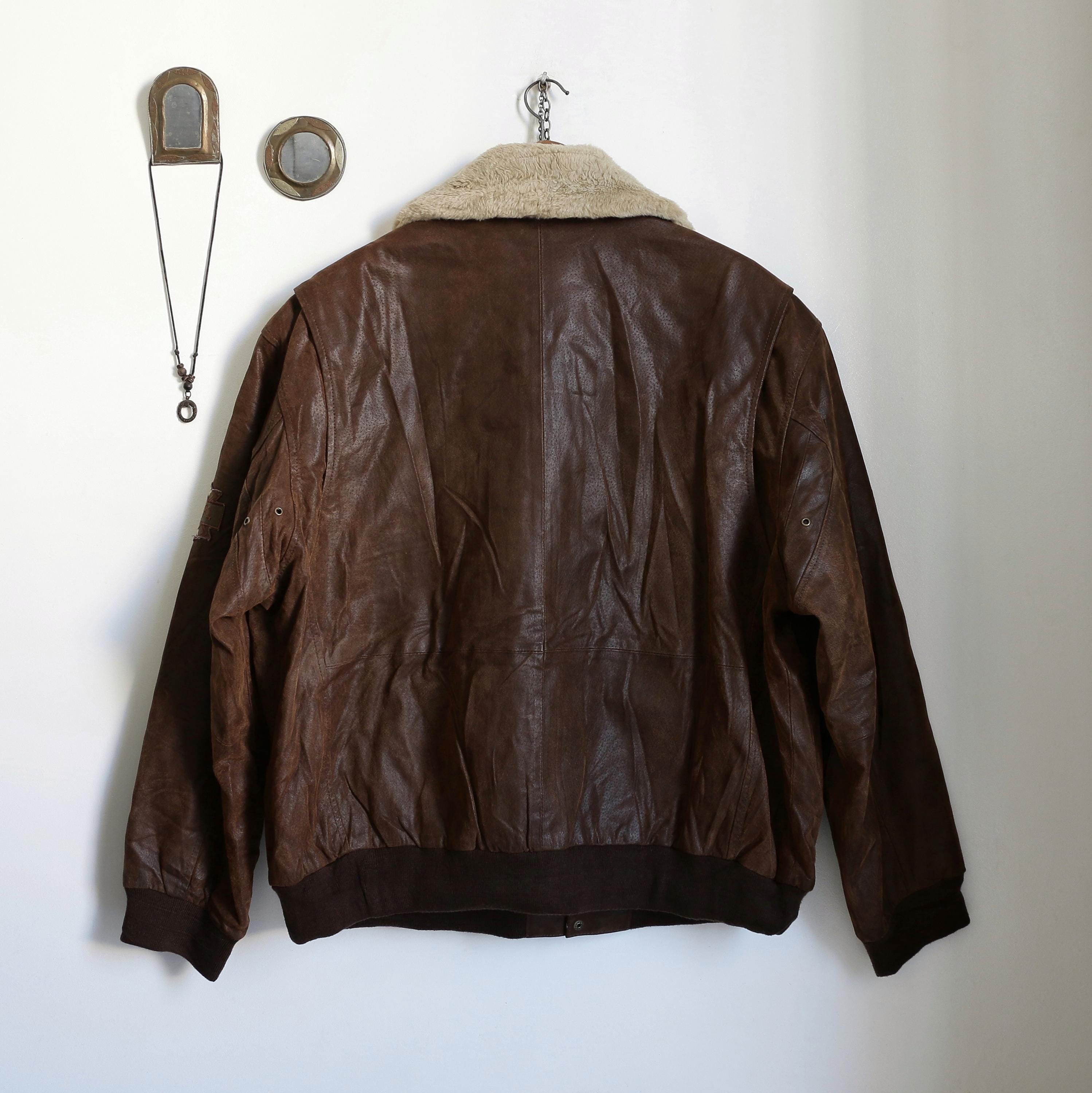 Vintage David Moore Pilot Bomber Oversized Leather Jacket