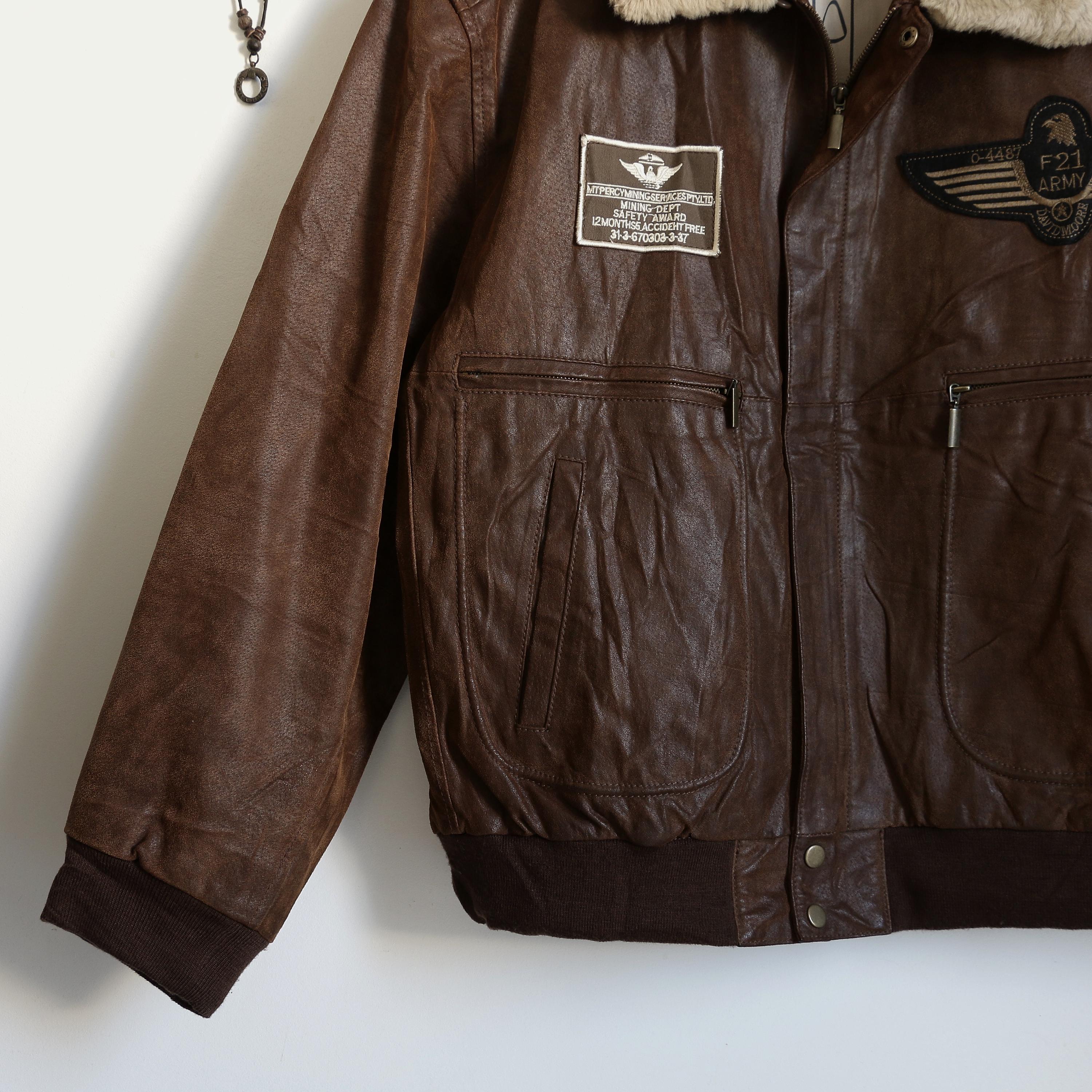 Vintage David Moore Pilot Bomber Oversized Leather Jacket