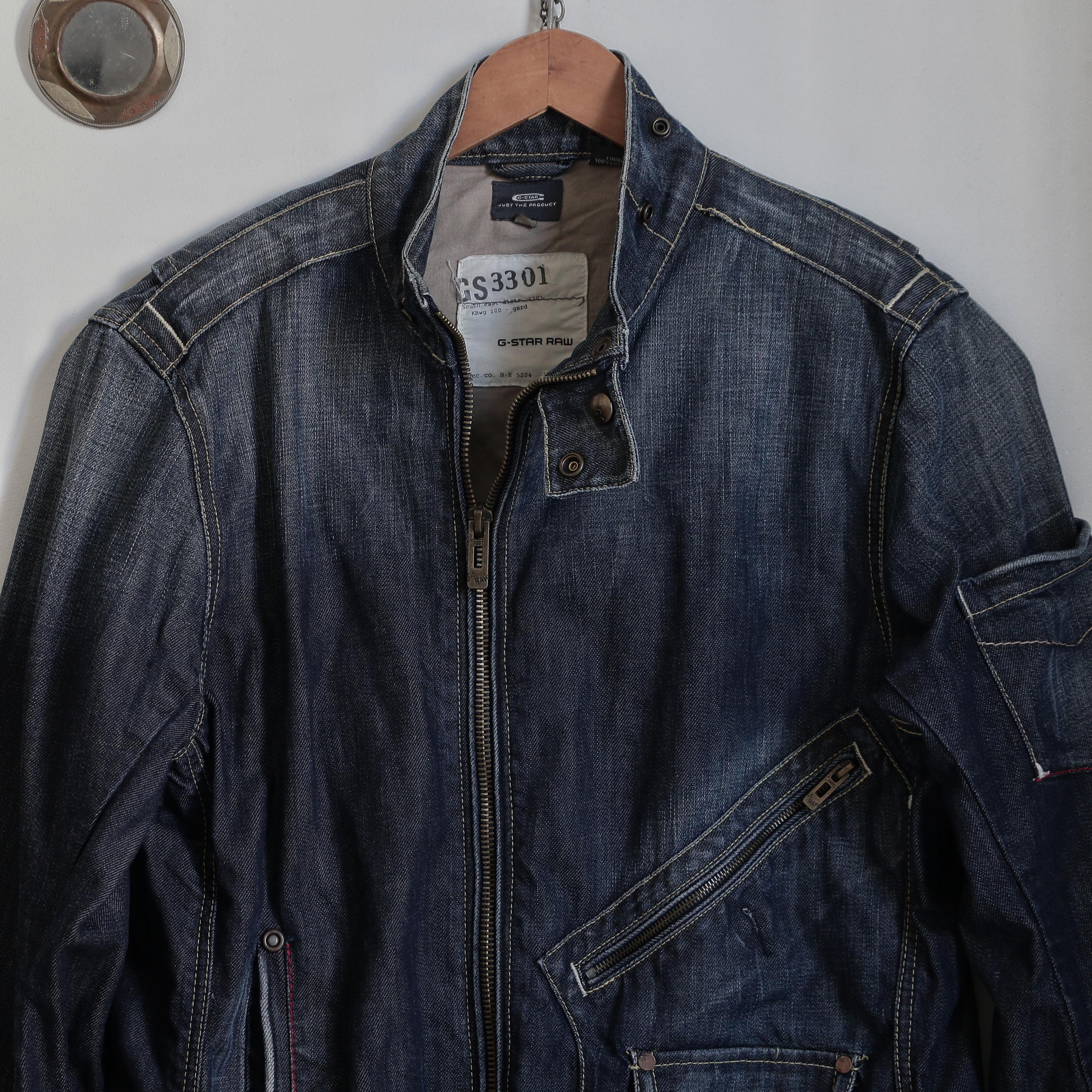Vintage Y2K G-star RAW 3301 Embroidered Jacket - Light Wash, Dark 