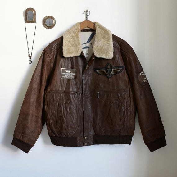 Vintage David Moore Pilot Bomber Oversized Leather Jacket