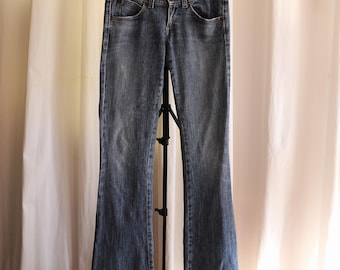 Vintage Y2k Miss Sixty EX LOVE Ultra-Low-Rise Flare Boot Cut Blue Denim Jeans