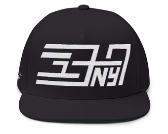 New York | Embroidered | Flat Bill Cap | Snapback | Clean and stylish | Japanese Katakana Art