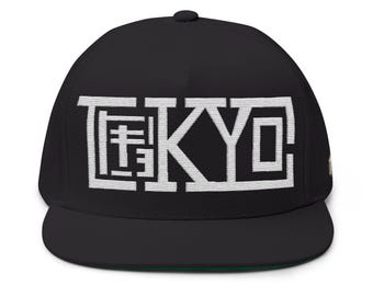 Tokyo | Embroidered | Flat Bill Cap | Snapback | Clean and stylish | Japanese Katakana Art