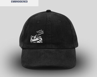 Manekineko Hat | Japanese Good Luck Cat cap| Embroidered | Vintage Corduroy Cap| Retro style | Unisex