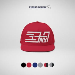 Broderad New York Flat Bill-keps | Snapback | Ren och snygg | Japansk katakana-konst